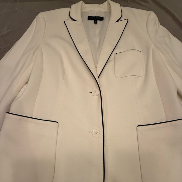 Escada Cream/Black Blazer Tailored Suit Jacket Size 12/Large MSRP $695 - Picture 4 of 11